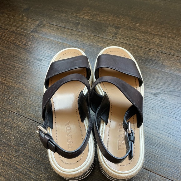 Prada Black Leather Platform Espadrilles - Picture 3 of 7